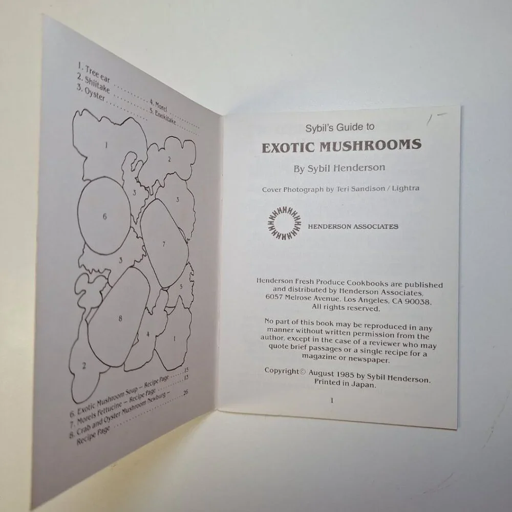 Sybils Guide Exotic Mushrooms Morel Oyster Vintage Booklet‎ Small Pocket 1985